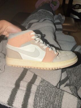 Nike Air Jordan 1 Mid in Peach, Cream, and White